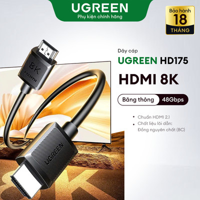 Cáp HDMI 8K Ugreen HD175 – Hỗ trợ 8K60Hz 4K120Hz, Dây HDMI 2.1 Tốc độ truyền 48Gbps - Chính Hãng