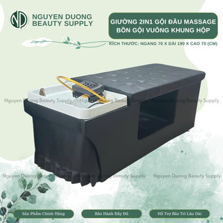 [HCM Giá Xưởng] Giường Gội Đầu Dưỡng Sinh 2in1 Bồn Gội Vuông - Khung Gỗ Bọc Da