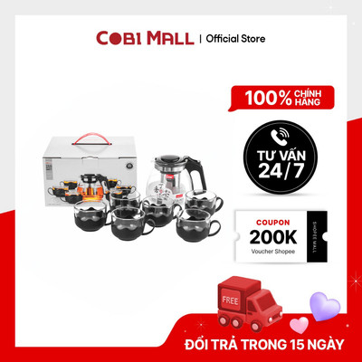 Bộ Bình Trà Có Bộ Lọc Kèm 6 Ly Trà Cao Cấp, Chịu Nhiệt Cao Chính Hãng Lilac - Cobi Home