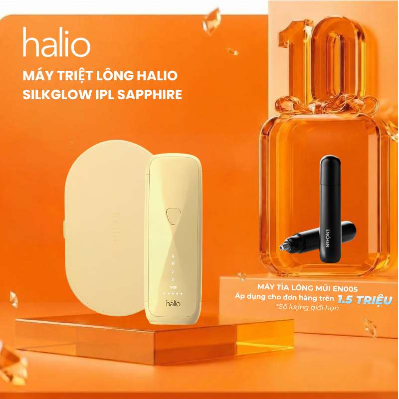 Máy Triệt Lông Halio SilkGlow IPL Sapphire Cooling Hair Removal Device - Yellow