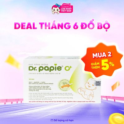 Gạc răng miệng Dr.Papie vệ sinh răng miệng cho bé 30 miếng/hộp
