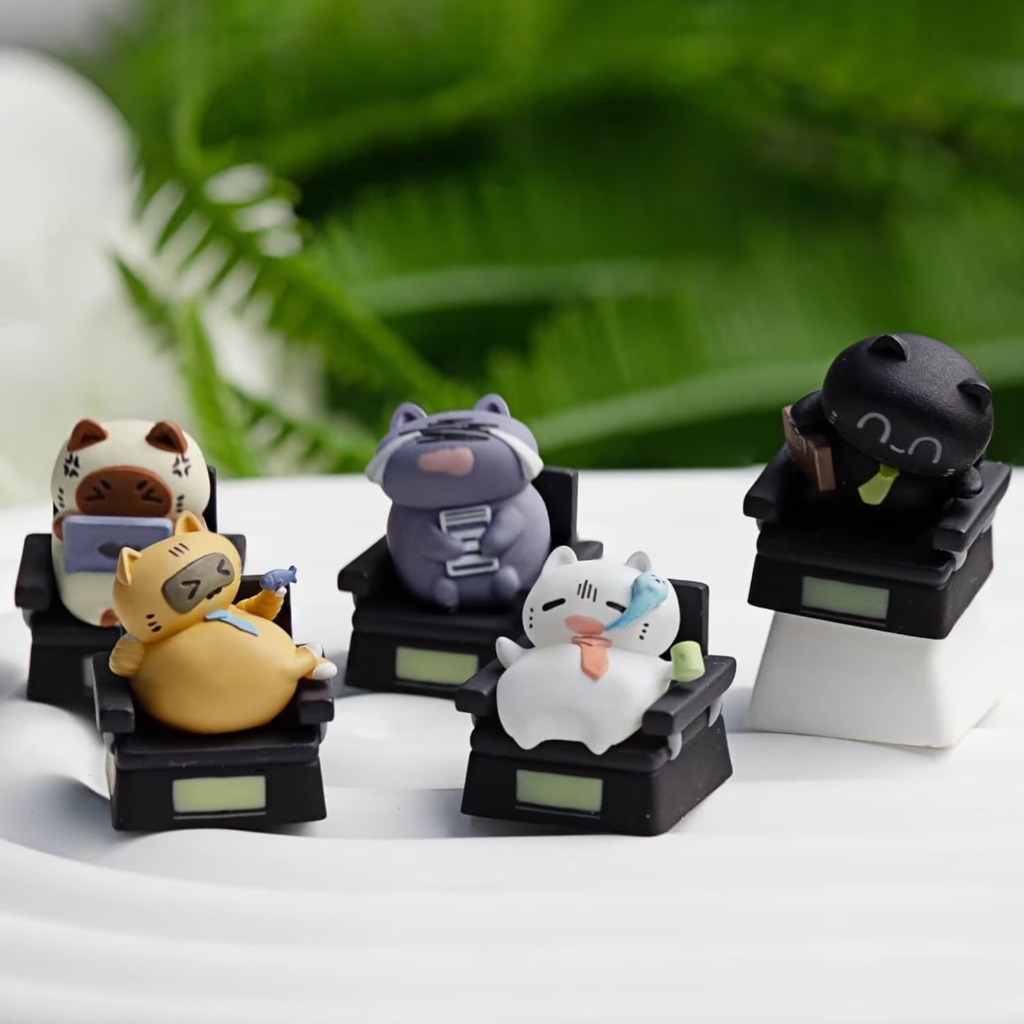 Working cat emotion animal resin keycap cherry mx keyboard key