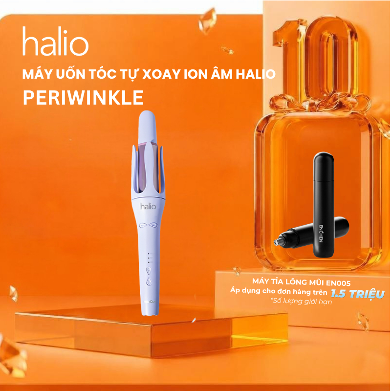 Máy Uốn Tóc Tự Xoay Ion Âm Halio instaCurl Premium Automatic Hair Styler Periwinkle