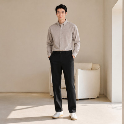 Sơ mi dài tay GRANDAD SHIRT TORANO trơn premium thêu logo ở thép tay mềm mại, thoáng khí GATB511