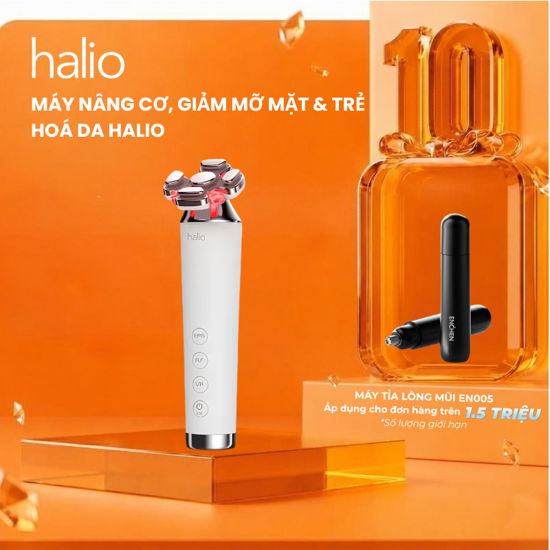 Máy Nâng Cơ, Giảm Mỡ Mặt & Trẻ Hoá Da kết hợp Ánh Sáng Sinh Học Halio RevitaWave Skin Rejuvenator