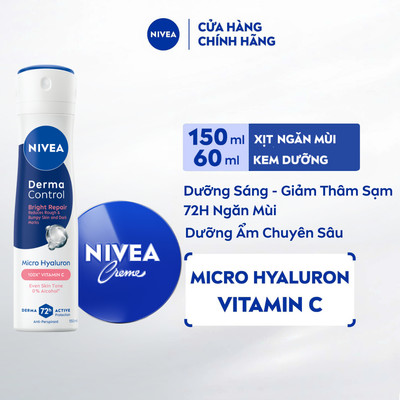 Bộ Kem Dưỡng Ẩm Da NIVEA Crème (60 ml) và Xịt Ngăn Mùi Nivea Dưỡng Sáng Đều Màu 150ml - 80102+91776
