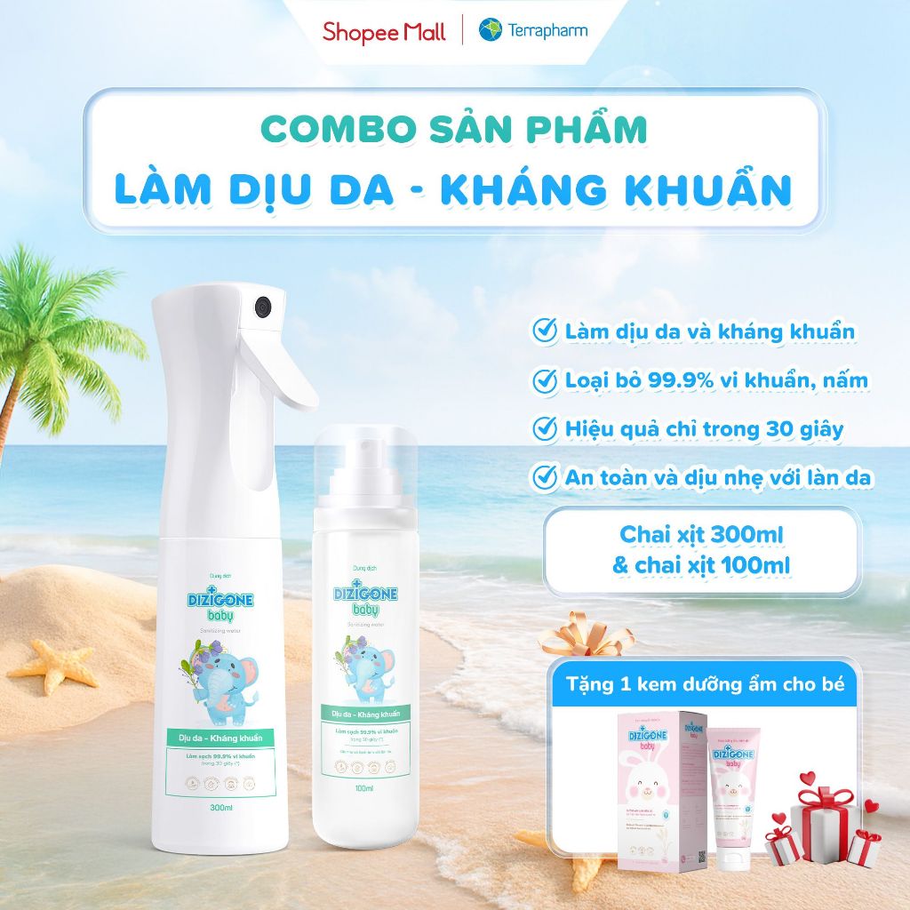 [COMBO] Xịt kháng khuẩn DIZIGONE Baby 300ml & Xịt kháng khuẩn DIZIGONE Baby 100ml
