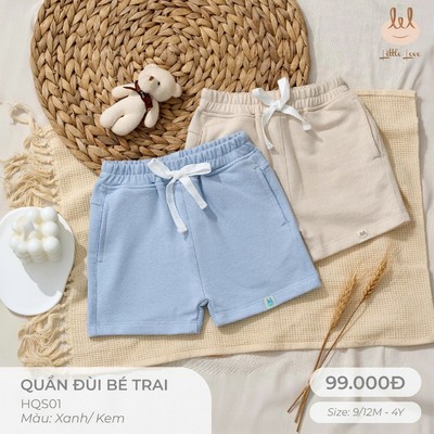 Quần đùi dành cho bé trai LIL LITTLE LOVE [ Siêu Mềm, Mát, Mịn Co Dãn Và Thấm Hút Mồ Hôi Tốt] Size 6M - 4Y (HQS01)