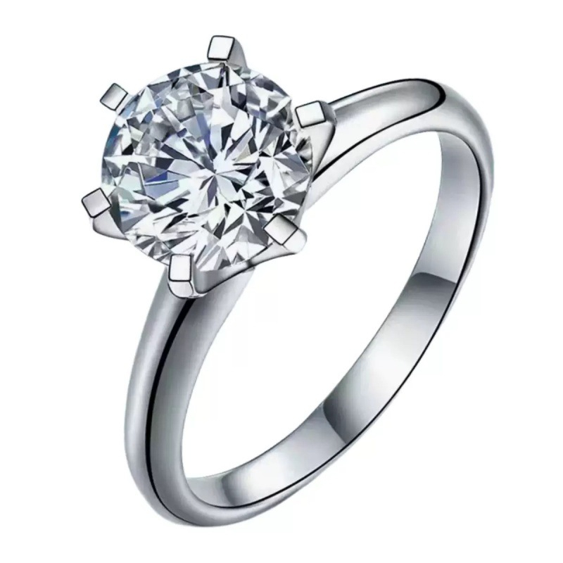 Nhẫn trang tay Moissanite sáu móng 1,5 carat cắt 8 tim 8 mũi tên, nhẫn cặp làm quà cầu hôn