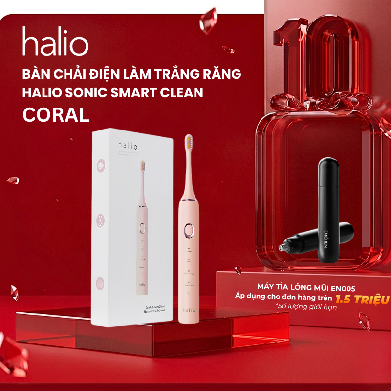 Bàn chải điện Halio Sonic SmartClean Electric Toothbrush Coral