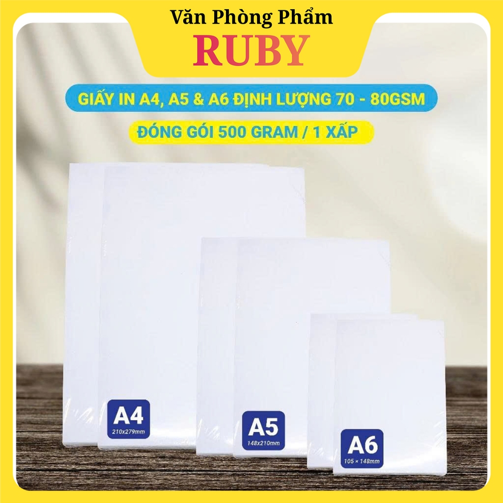 [Siêu Tiết Kiệm] Giấy Trắng In Khổ A4, A5, A6 Giá Rẻ – Nhiều Định Lượng(500gram/Xấp), Giấy Mịn Không
