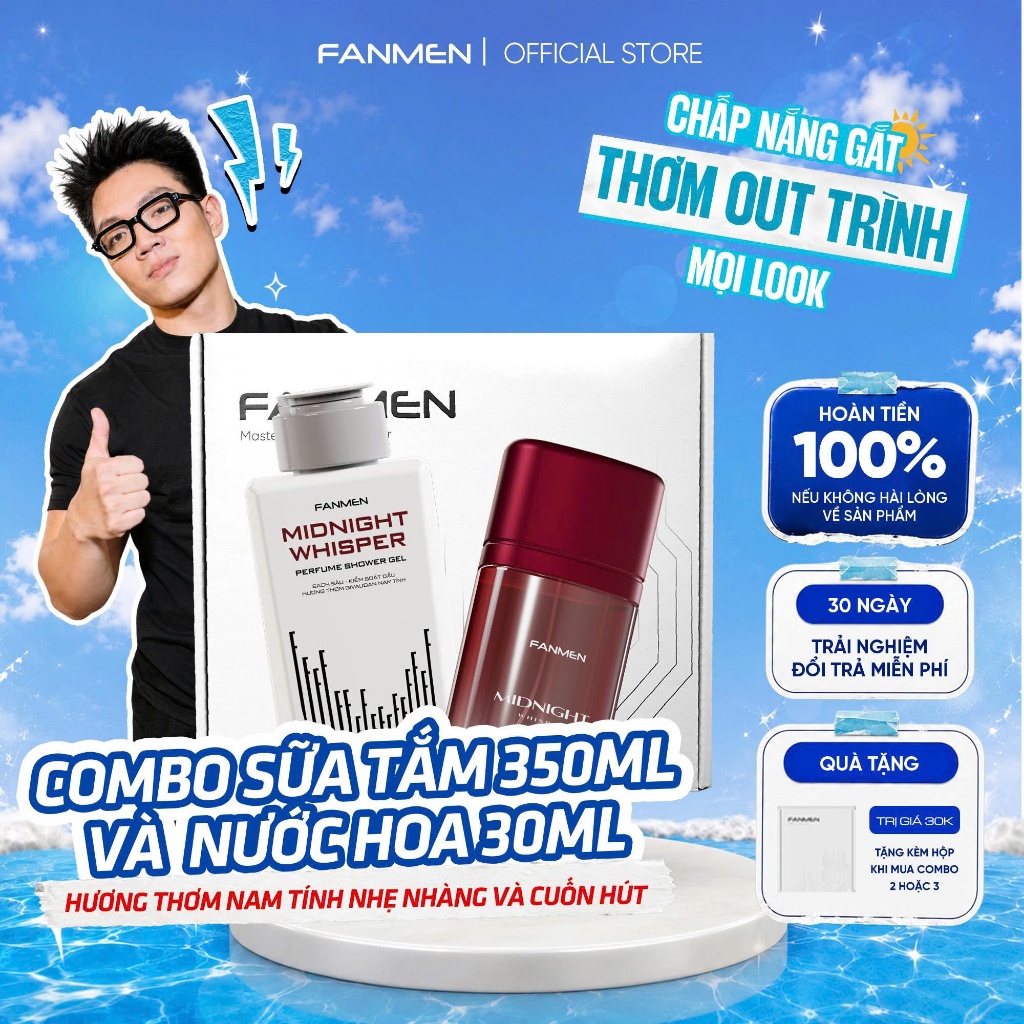 Combo Sữa tắm hương nước hoa Fanmen 350ml và Nước hoa Fanmen hương thơm nam tính quyến rũ 30ml - Tặn