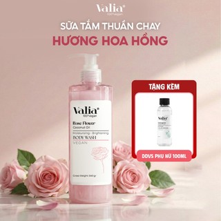 Sữa Tắm Thuần Chay Valia Hoa Hồng & Hoa Sen Coconut Oil Giúp Cấp Ẩm, Mềm Mịn Da 540G