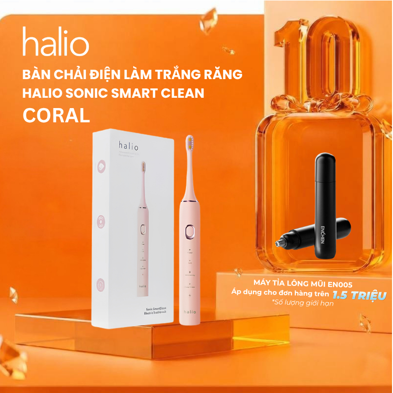 Bàn chải điện Halio Sonic SmartClean Electric Toothbrush Coral
