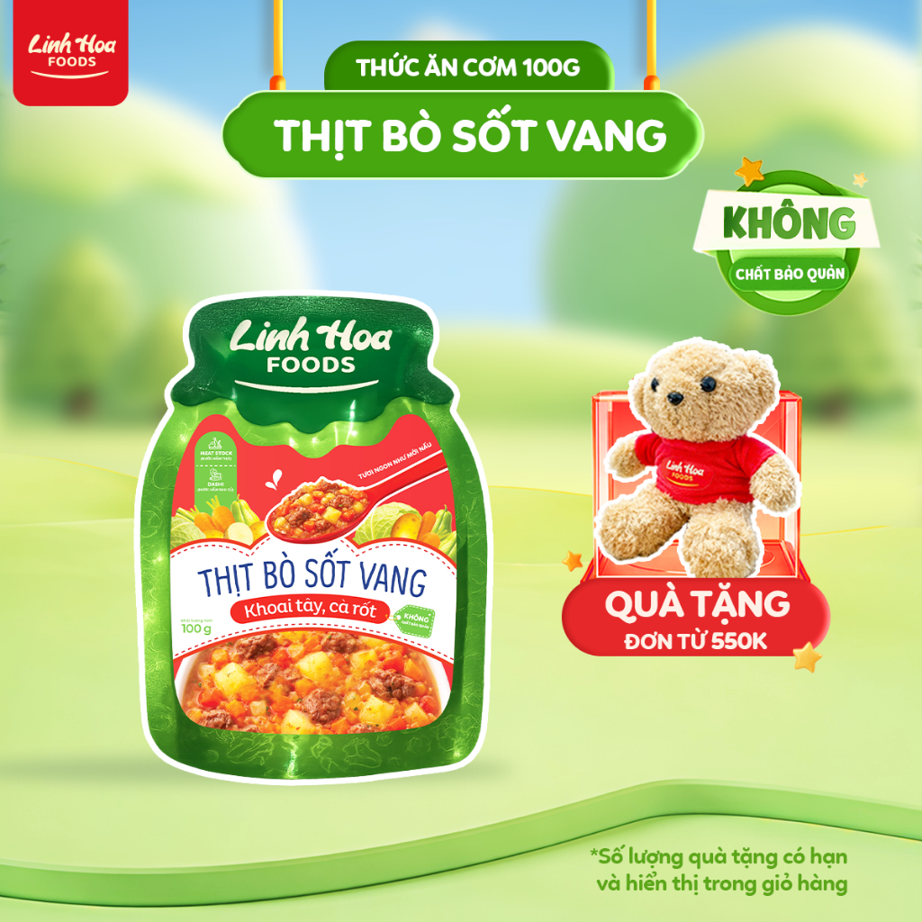 [9m+] Thức Ăn Cơm Thịt Bò Sốt Vang 100g - Linh Hoa Foods