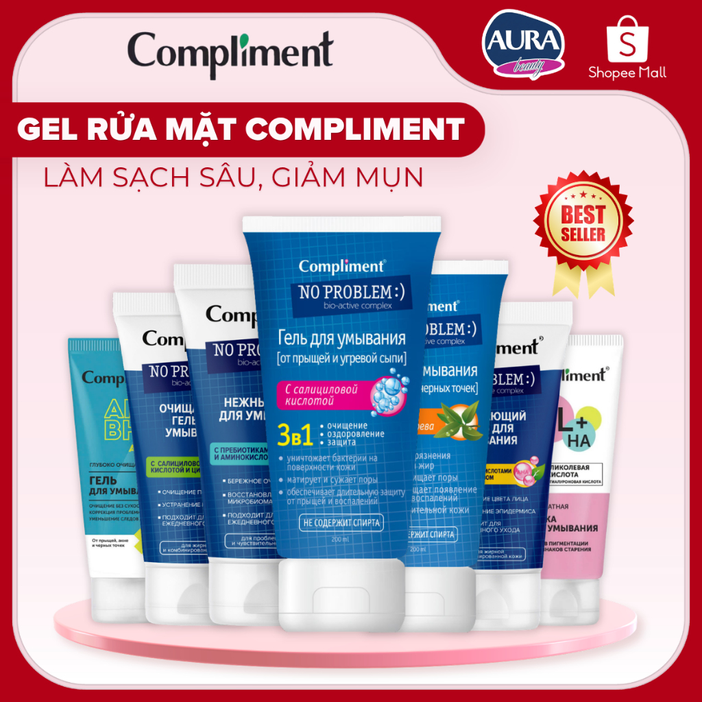 Gel Rửa Mặt Compliment Salicylic Acid 3in1 200ml Giúp Làm Sạch Sâu Dành Cho…
