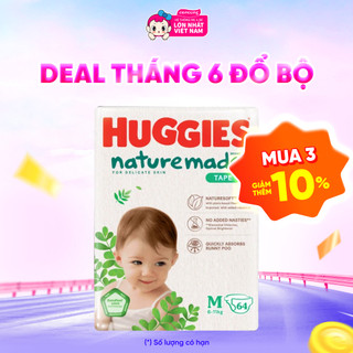 Bỉm tã dán Huggies Platinum Nature Made size M 64 miếng (6-11kg) - concung
