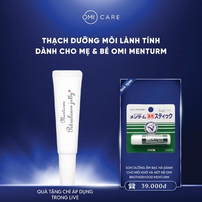 Thạch Dưỡng Môi Lành Tính Dành Cho Mẹ & Bé Omi Menturm Nhật Bản (10g/tuýp)