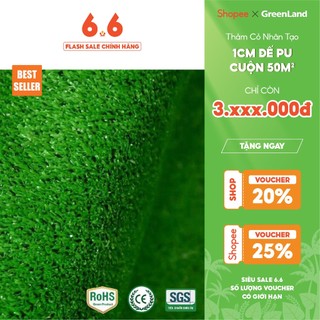Thảm Cỏ Nhân Tạo Trải Sàn 1Cm GreenLand S18F Cuộn 50M2, Đế PU Bền Chắc, Trải Ban Công, Sân Thượng, Công Trình, Quán Cafe