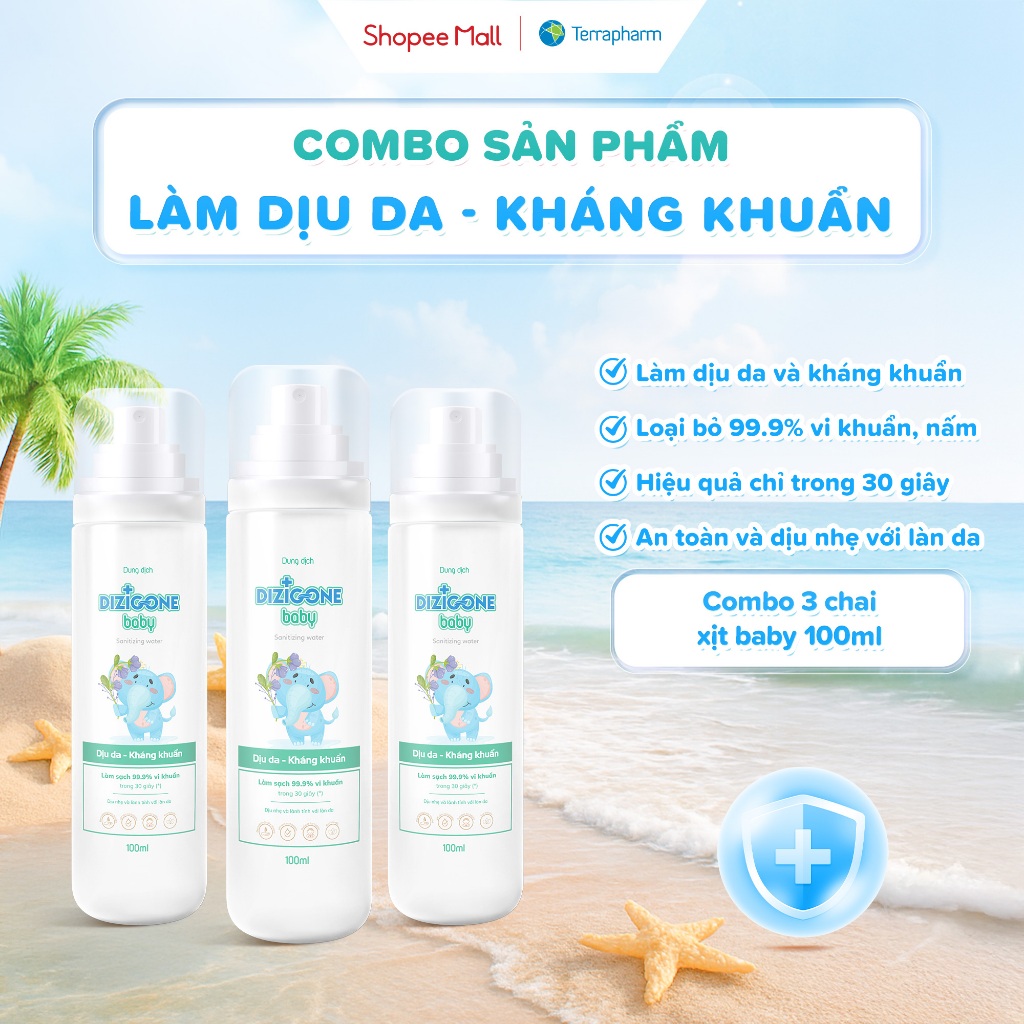 [COMBO] 3 Chai xịt kháng khuẩn DIZIGONE Baby 100ml