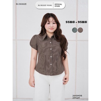 Áo sơ mi bấu ly thân BIGSIZE (55kg đến 95kg) – 26HSM018  - [BU Bigsize Young]