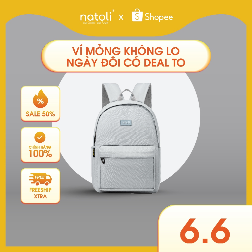 Balo nam nữ đi học chống nước thương hiệu NATOLI nhiều ngăn kháng nước tốt - Basic Backpack B2