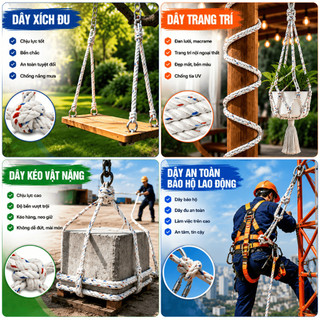 Dây thừng, dây cứu sinh chất liệu PP đường kính D16 chiều dài 50m