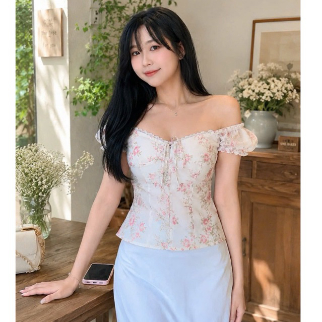 Áo Babydoll Nữ Vải Thô Linen Kiểu Tay Phồng Phối Nơ Ngực Tiểu Thư KENCO Thời Trang Nữ M678