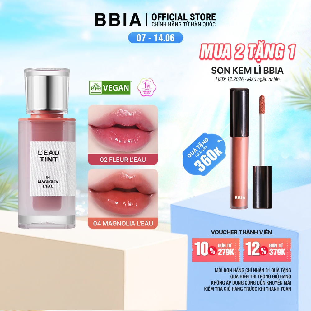 Son tint bóng lâu trôi, dưỡng ẩm, màu trong veo BBIA L'eau Tint 4.5g | BigBuy360 - bigbuy360.vn
