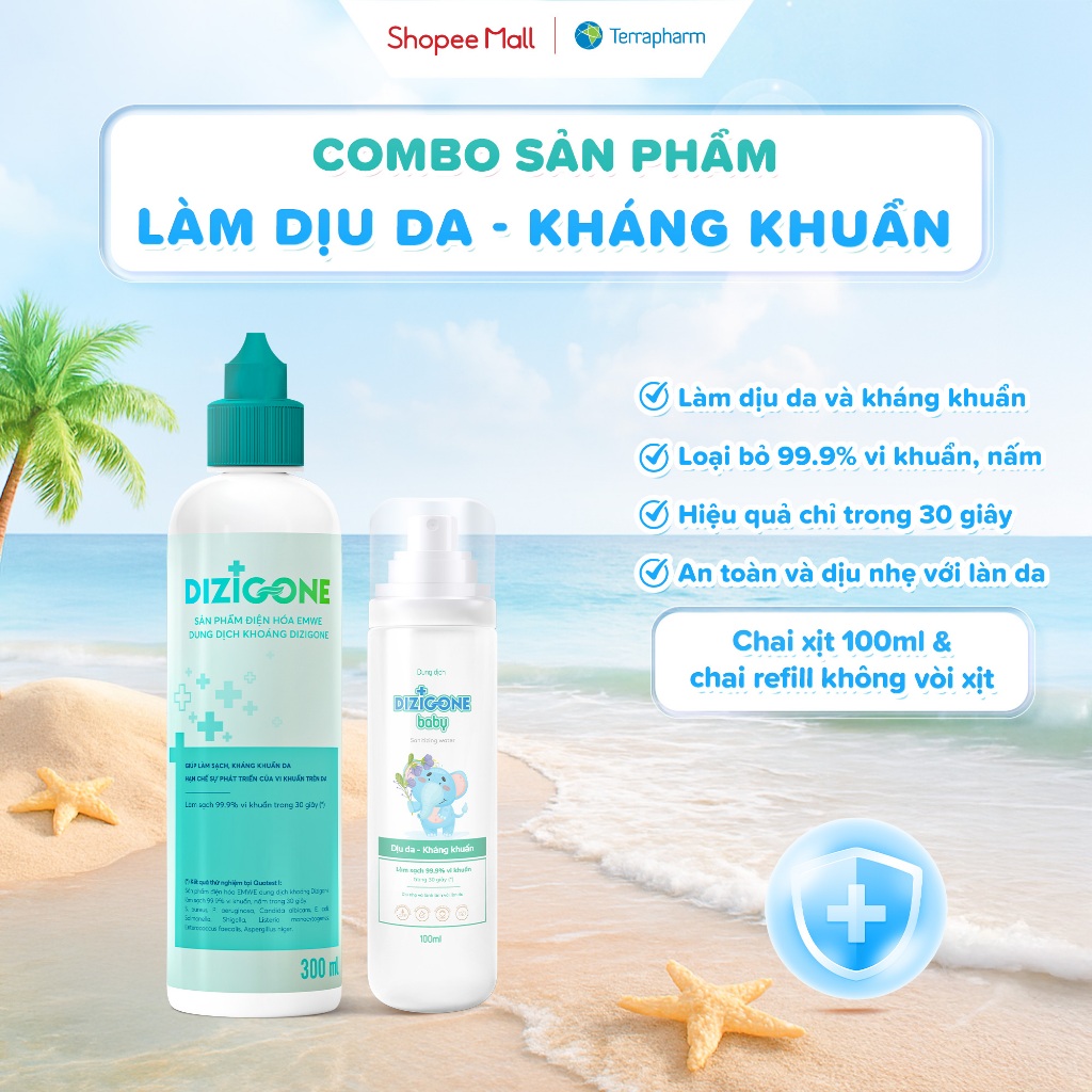 [COMBO] Xịt kháng khuẩn DIZIGONE Baby 100ml & Dung dịch kháng khuẩn DIZIGONE