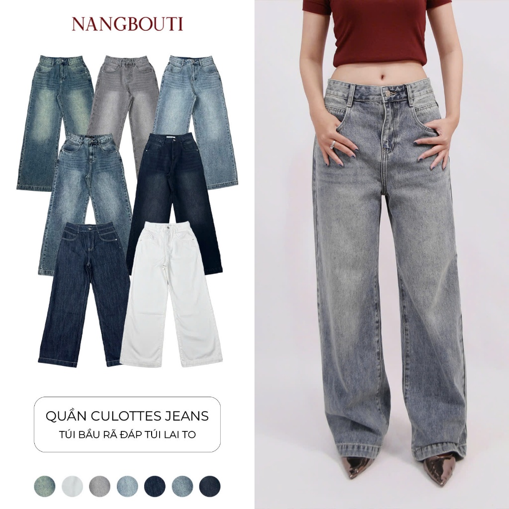 [UPDATE MÀU MỚI] Seam Culottes Jeans | Q9835 - Quần jeans dáng culottes túi bầu đường rã túi | BigBuy360 - bigbuy360.vn