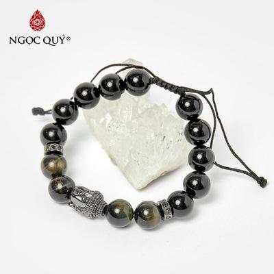 Vòng tay đá Thạch anh mắt hổ tự nhiên phối charm - Mẫu VC0182 - Ngọc Quý