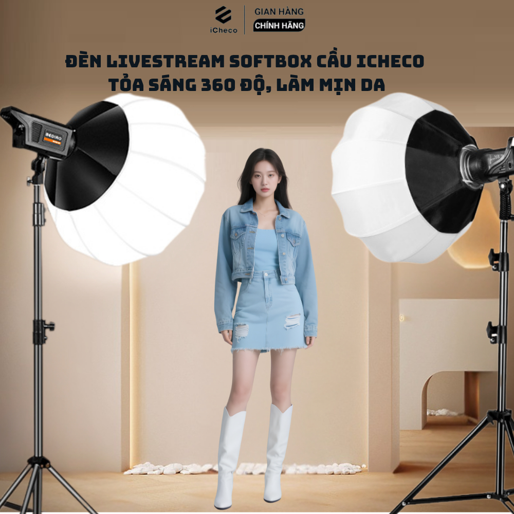 Đèn Softbox Cầu 65cm Livestream Makeup Spa Mỹ Phẩm Làm Đẹp Da Chụp Chân Dung Studio Chuyên Nghiệp 40