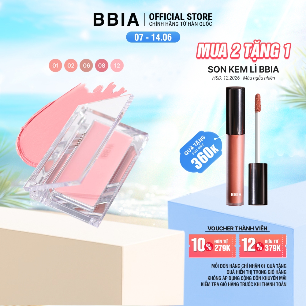 Má hồng kem mỏng nhẹ, bền màu BBIA Ready To Wear Downy Cheek 3.5g | BigBuy360 - bigbuy360.vn