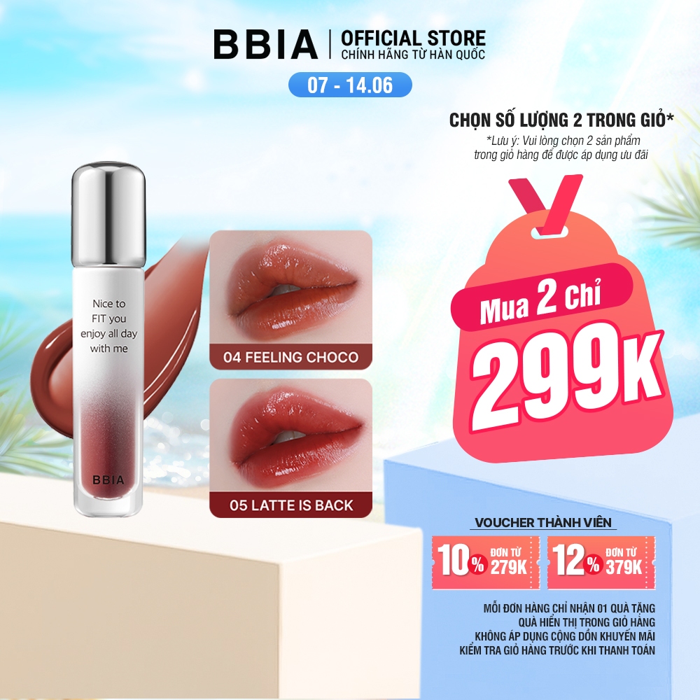 [MUA 2 GIÁ 299K] Son tint bóng lâu trôi, bền màu BBIA Water Fit Tint 4g | BigBuy360 - bigbuy360.vn