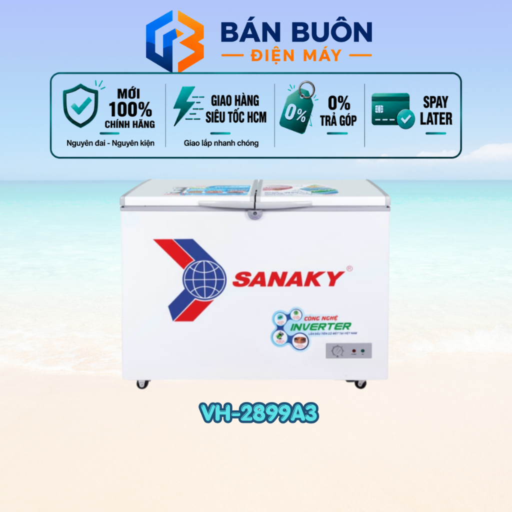 VH-2899A3 Tủ Đông Sanaky – 235 Lít, 1 Ngăn Đông Inverter, Dàn Lạnh Đồng, Bảo Hành 24 Tháng VH-2899A3