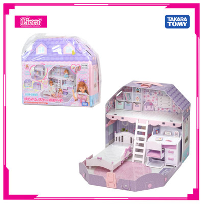 Mô hình Phòng Licca Set Dreaming Room With Loft 189893 Fullbox Chính hãng TakaraTomy - Victoys
