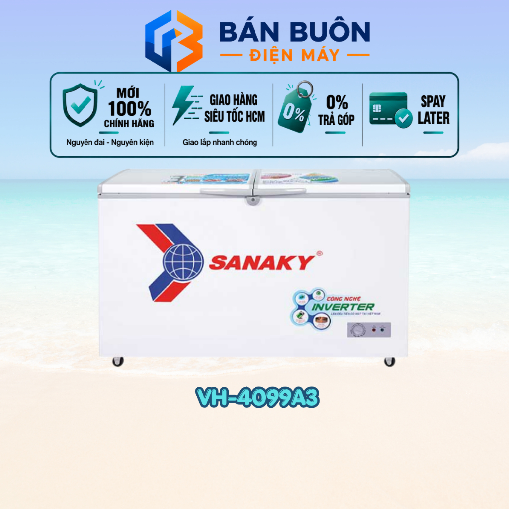 VH-4099A3 Tủ Đông Sanaky – 305 Lít, 1 Ngăn Đông, Inverter, Dàn Lạnh Đồng, Bảo Hành 24 Tháng