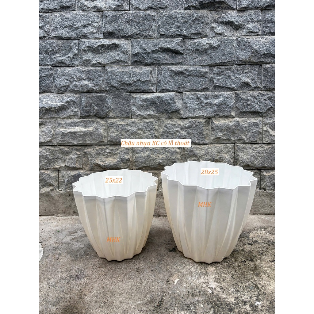 Combo 2 cái Chậu nhựa kim cương 28x25 (cm) nhựa cứng để hoa chưng Tết
