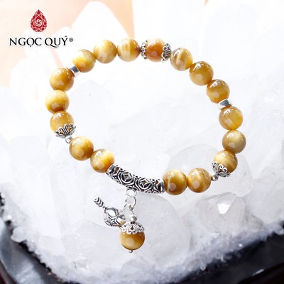 Vòng tay đá Thạch anh mắt hổ tự nhiên phối charm - Mẫu VC0178 - Ngọc Quý