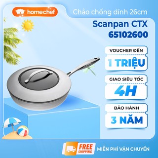 Chảo inox chống dính liền khối Scanpan CTX 26cm 65102600, dùng bếp từ, bảo hành chống dính 3 năm