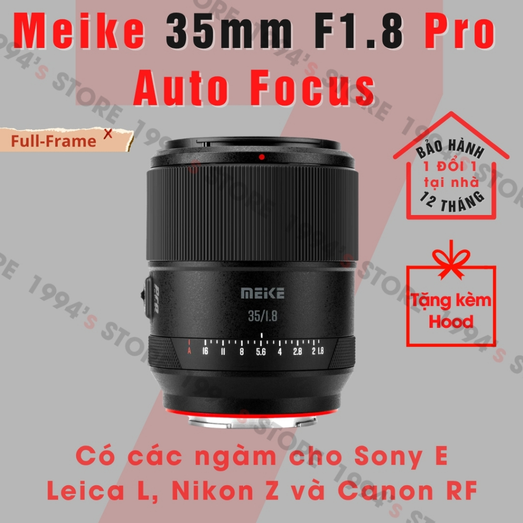 Ống kính Meike 35mm F1.8 Pro Auto Focus đa dụng cho Full-Frame có ngàm Sony E/FE, Nikon Z, Leica L v