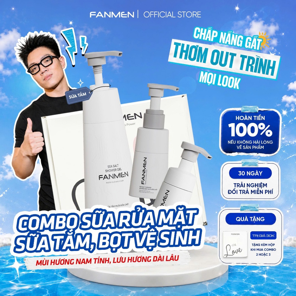 [Combo Hoàn Hảo Fanmen] Combo Sữa Rửa Mặt Sữa Tắm Và Bọt Vệ Sinh Dành Cho Nam Giới Combo Vệ Sinh Nam