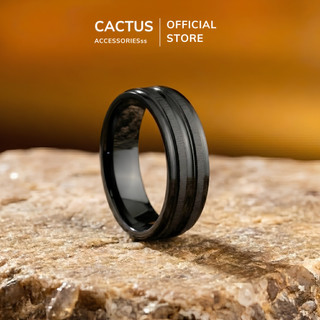 Nhẫn nam 2 line Cactus Acc nhẫn đôi Titan trơn phối rãnh thiết kế tối giản không gỉ phụ kiện bền màu