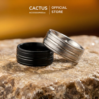 Nhẫn nam 2 line Cactus Acc nhẫn đôi Titan trơn phối rãnh thiết kế tối giản không gỉ phụ kiện bền màu