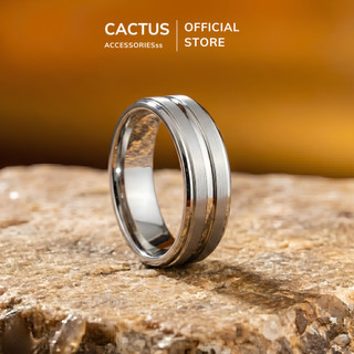 Nhẫn nam 2 line Cactus Acc nhẫn đôi Titan trơn phối rãnh thiết kế tối giản không gỉ phụ kiện bền màu