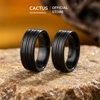 Nhẫn nam 2 line Cactus Acc nhẫn đôi Titan trơn phối rãnh thiết kế tối giản không gỉ phụ kiện bền màu