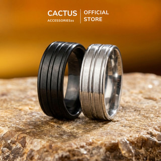 Nhẫn nam 2 line Cactus Acc nhẫn đôi Titan trơn phối rãnh thiết kế tối giản không gỉ phụ kiện bền màu