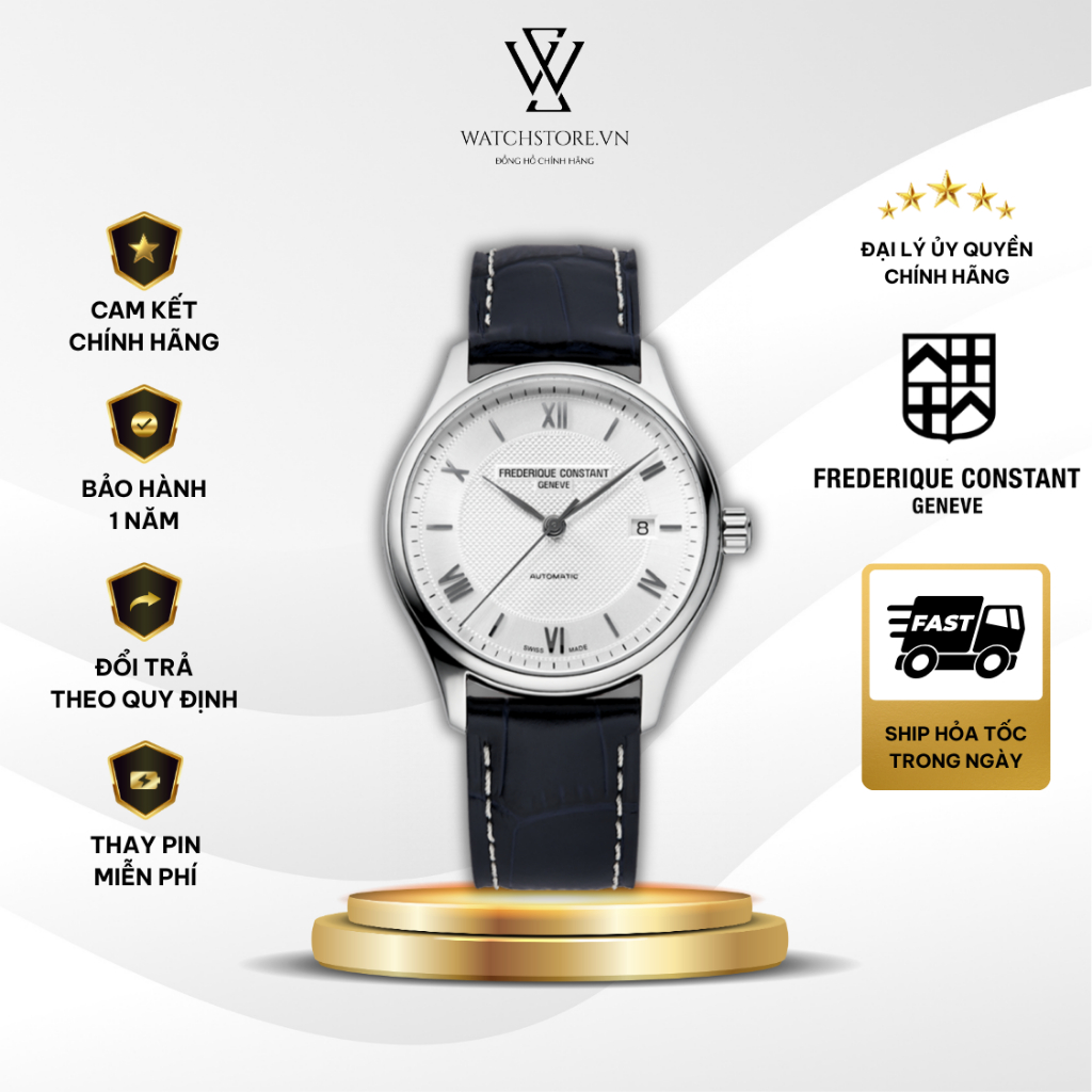Đồng Hồ Cơ Nam Frederique Constant FC-303MS5B6-BF Mặt Kính Sapphire 40mm Dây Da Đen Chính Hãng