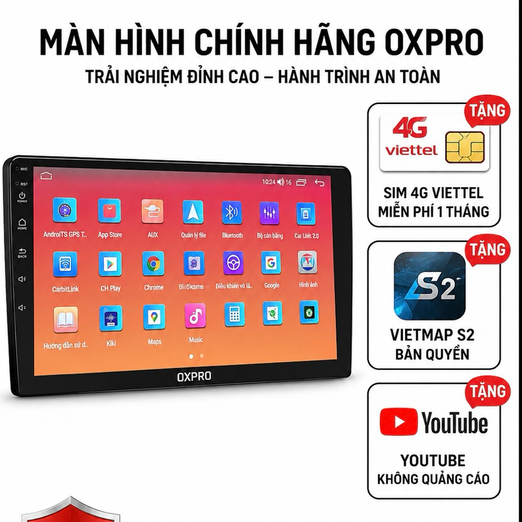 MÀN HÌNH ANDROID Oxpro tặng vietmap s2, youtube premium không quảng cáo